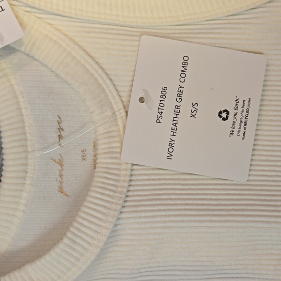 Pink Rose 2 Pack Cream & Gray Snap Crotch Ribbed Thong Bodysuits - Size XS/S - Picture 3 of 7